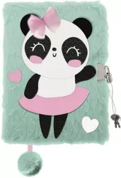 Pamiętnik A5 Włochacz z kłódką 3D. My Little Friend Panda Ballerina