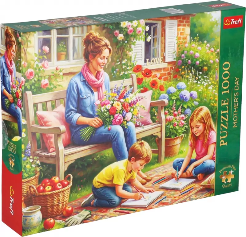Puzzle 1000 Mother's Day: Rodzina w ogrodzie TREFL - tantis.pl