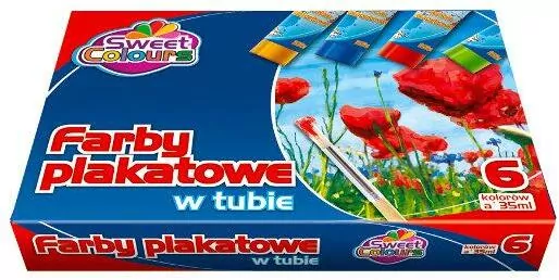 Farby plakatowe 6 kolorów w tubie 35ml.Otocki % BPZ - tantis.pl