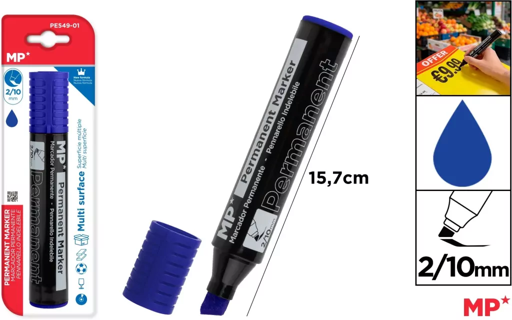 Marker permanentny z płaską końcówką niebieski - tantis.pl