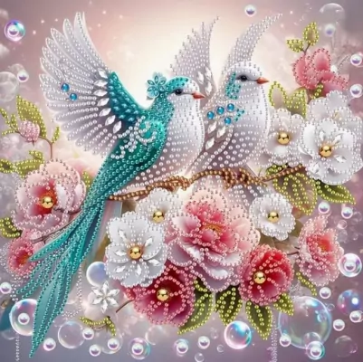 Diamentowa Mozaika Ptaki w kwiatach i bańkach NO-2002235