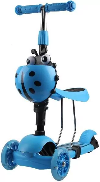 Hulajnoga 3-kołowa 3w1 biedronka niebieska - tantis.pl