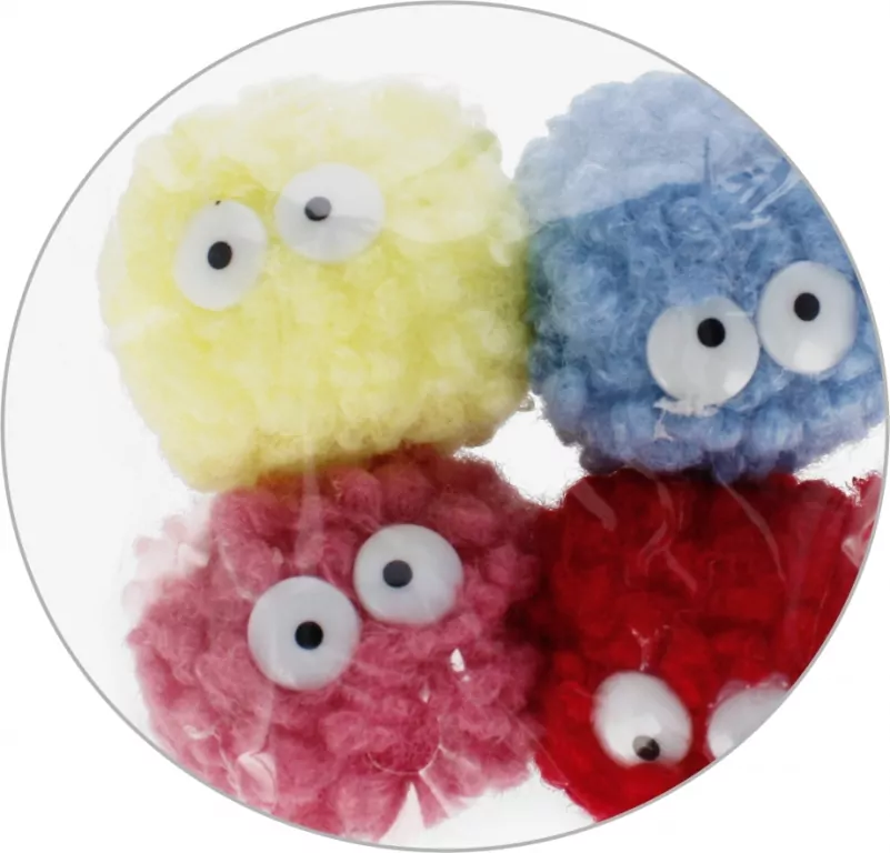 Ozdoba dekoracyjna pompon z oczami 5cm, mix - tantis.pl