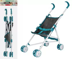 Wózek parasolka dla lalek metalowy szary