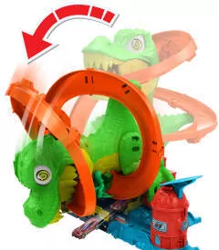 Hot Wheels City Zakręcony tor Remiza T-Rexa - tantis.pl