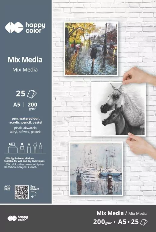 Blok Mix Media Art A5/25K 200g Happy Color - tantis.pl
