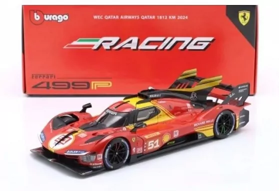 BBurago. Ferrari Racing 499P LMH Red #51 1:18 - tantis.pl