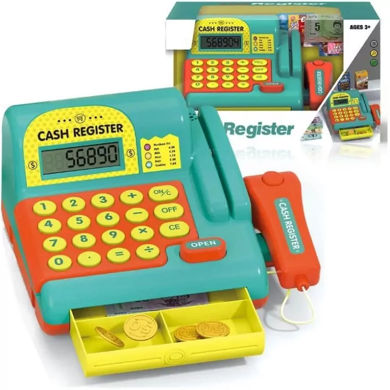 Kasa fiskalna z akcesoriami do zabawy w sklep - tantis.pl