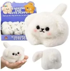 Pluszowy Piesek z kręcącym ogonkiem biały 9cm