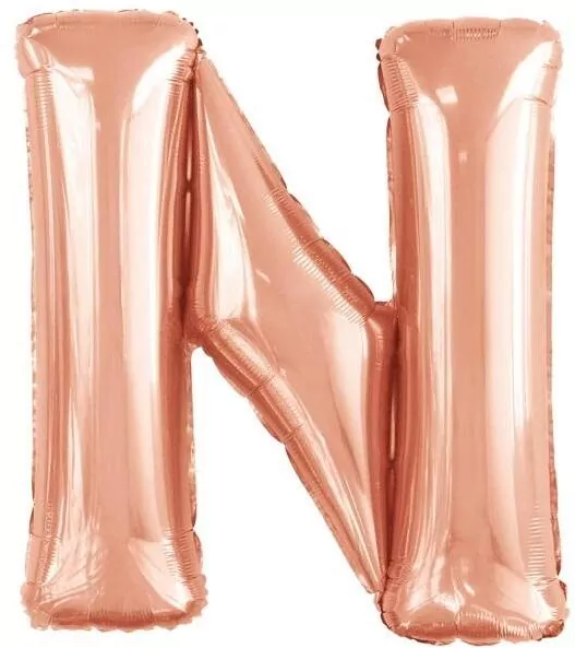 Balon foliowy litera N różowe złoto 79x86cm - tantis.pl