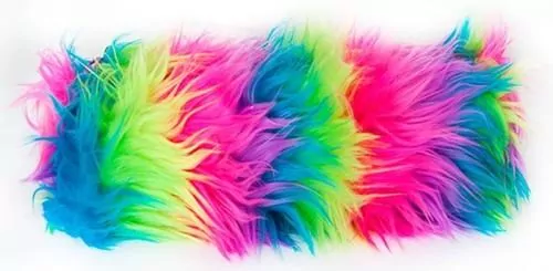 Piórnik saszetka włochata na suwak. Memoris Fluffy. Tęczowa - tantis.pl