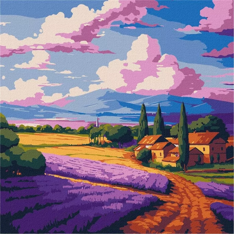 Malowanie po numerach. Lawendowe pole 30x30cm - tantis.pl