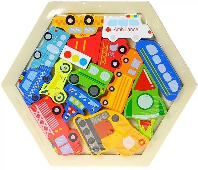 Układanka drewniana puzzle. Pojazdy - tantis.pl