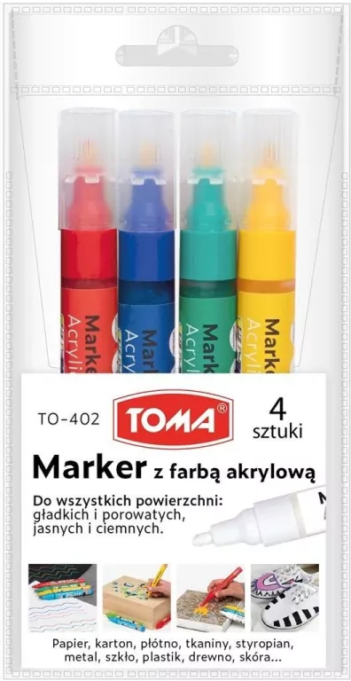 Marker akrylowy okrągła końcówka 2,5mm 4kol - tantis.pl