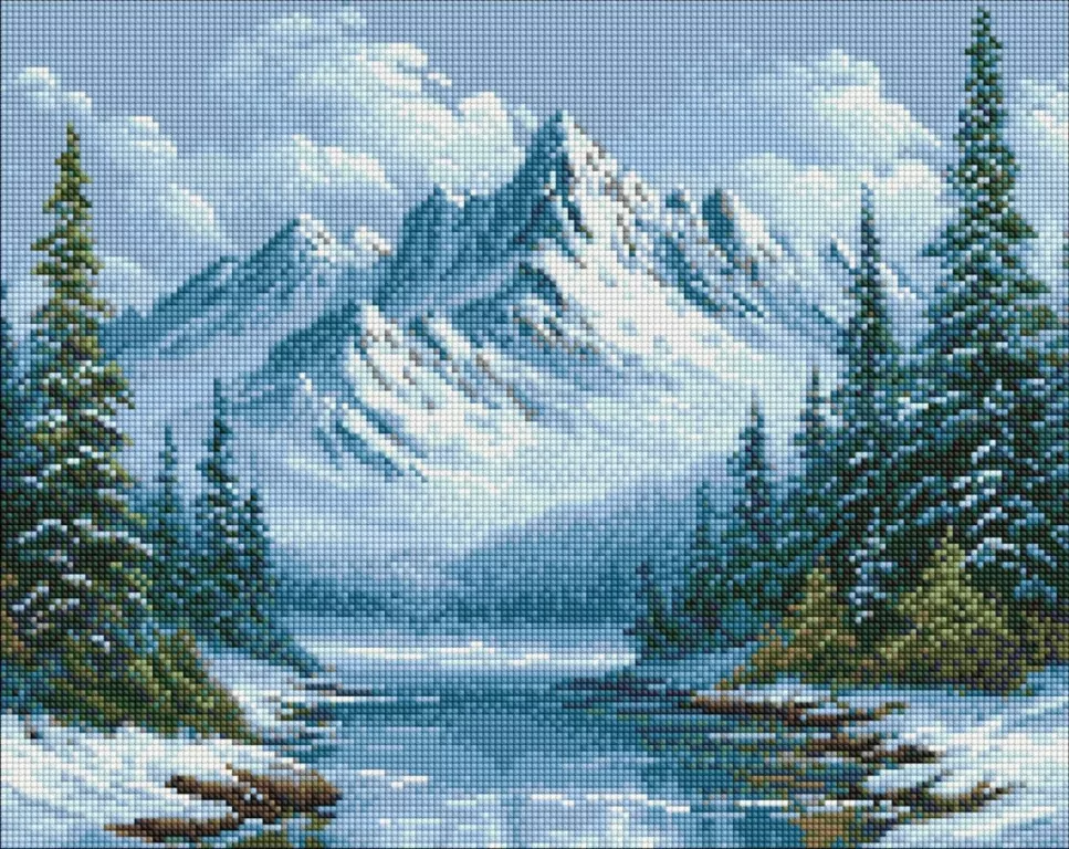 Diamentowa mozaika - Mroźny oddech lasu 40x50cm - tantis.pl