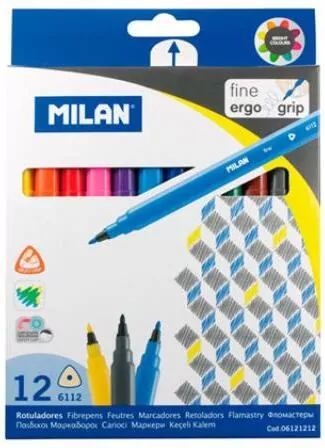 Flamastry trójkątne cienkie 12 kolorów - tantis.pl