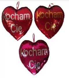 Serce cekinowe 37cm "Kocham Cę" 3 kolory 156075 SUN-DAY - tantis.pl