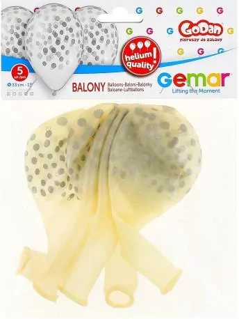 Balony Premium Hel konfetti srebrne 33cm 5szt - tantis.pl
