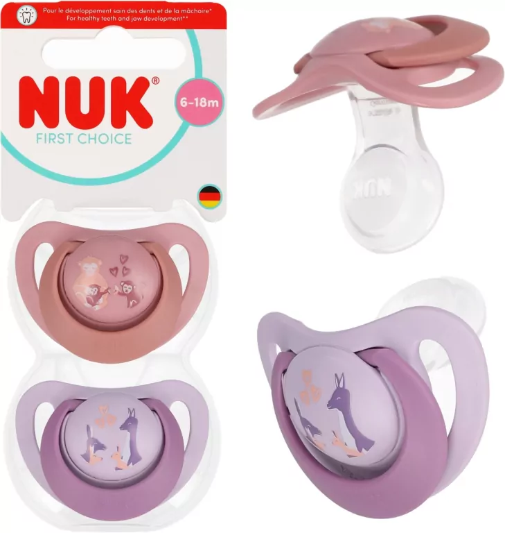 NUK. First Choice. Smoczki. 6-18 miesięcy. Małpa. Kangur. 2 sztuki - tantis.pl