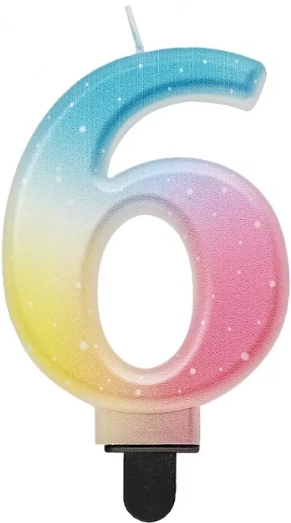 Świeczki urodzinowe Cyferka 6 pastelowa ombre 8 cm Godan - tantis.pl