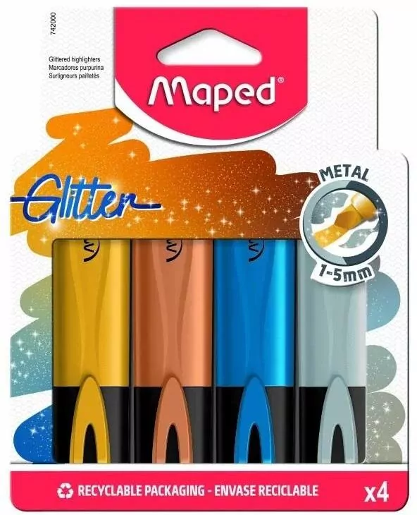 Zakreślacz Fluo Peps metaliczny brokat 4 kol MAPED - tantis.pl