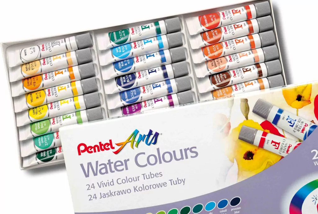 Farby akwarelowe w tubach 24 kolory PENTEL - tantis.pl