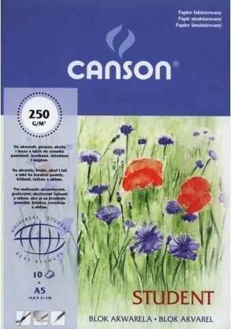 Blok akwarela STUDENT fakturowany A5 250g 10arkuszy p5 CANSON - tantis.pl