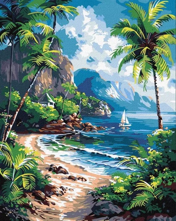 Malowanie po numerach - Tropikalny raj 40x50cm - tantis.pl
