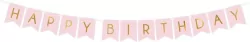 Girlanda 15x175cm. Happy Birthday. Jasno różowa