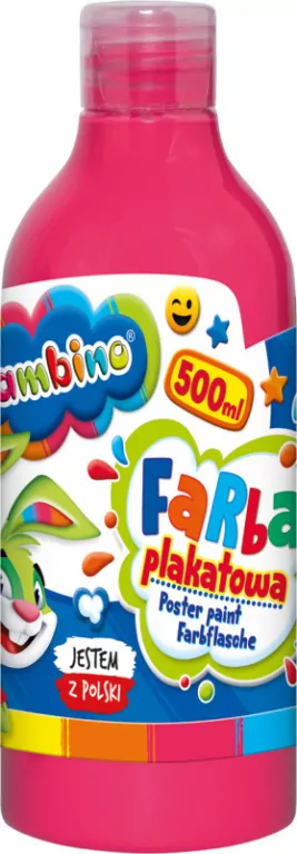 Farba plakatowa w butelce 500 ml różowa bambino - tantis.pl