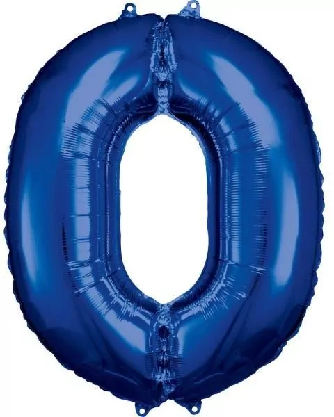 Balon foliowy cyfra 0 niebieska 70x86cm - tantis.pl