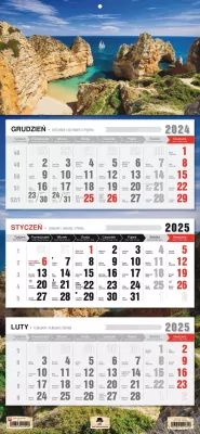 Kalendarz 2026 trójdzielny płaska główka zatoka