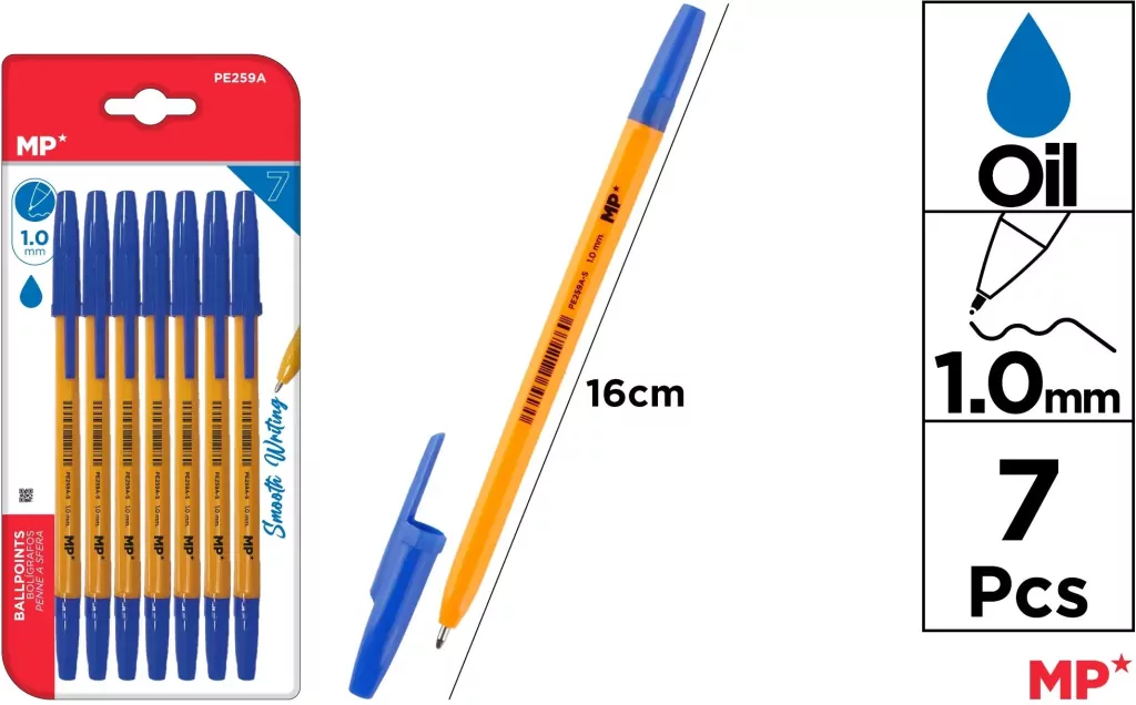 Długopis 1mm czarny 7szt - tantis.pl