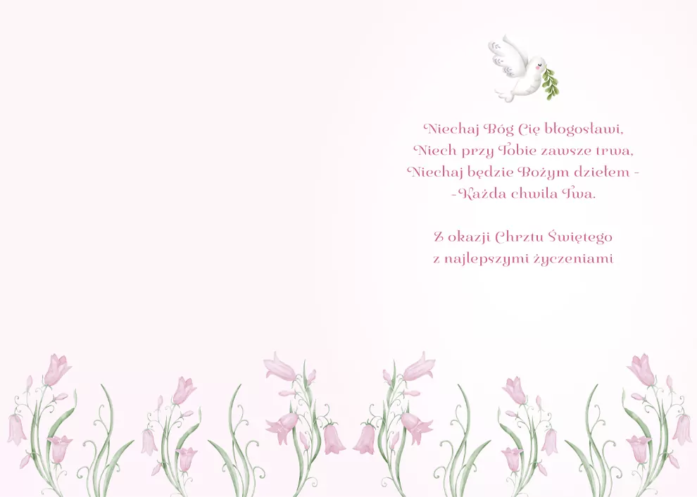 Karnet A5 Chrzest - Gołąbek w kwiatach dziewczynka - tantis.pl