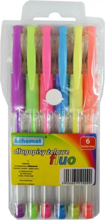 Długopisy żelowe fluorescencyjne 6 kolorów - tantis.pl
