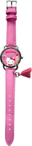 Zegarek analogowy z koralowym paskiem w metalowym opakowaniu Hello Kitty - tantis.pl