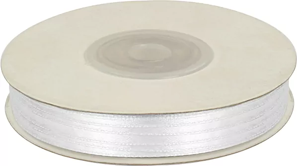 Wstążka dekoracyjna satynowa 3mm/50m biała - tantis.pl