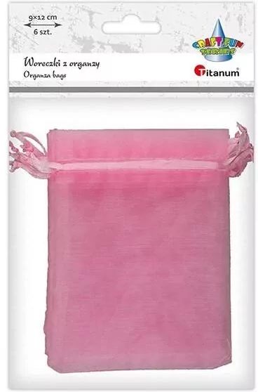 Woreczki z organzy różowe 9x12cm 6szt - tantis.pl