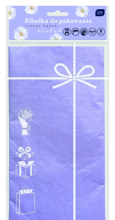 Bibułka do pakowania 50x70cm 5 arkurzy fioletowa - tantis.pl