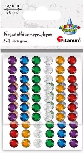 Kryształki samoprzylepne okrągłe 7mm 78szt mix - tantis.pl
