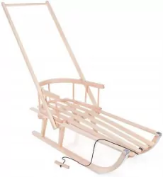 Sanki drewniane z pchaczem oparcie + sznurek