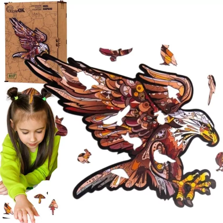 Puzzle drewniane eko 68. Orzeł karpacki A4 - tantis.pl