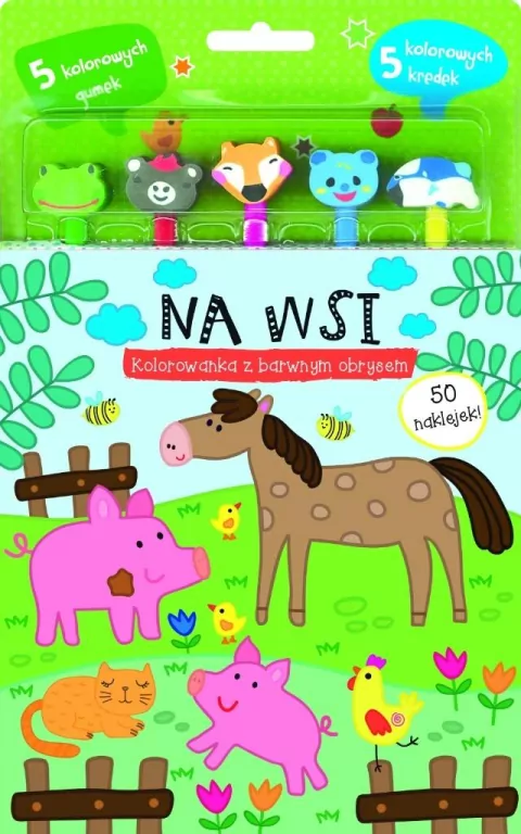 Na wsi. Kolorowanka z barwnym obrysem - tantis.pl