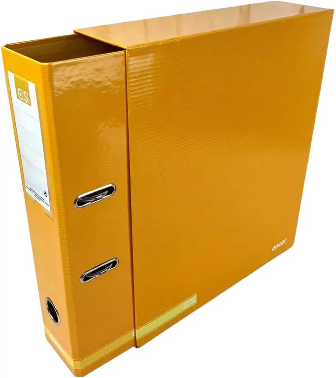 Segregator A4 z dźwignią z pudełkiem classic stripes żółty - tantis.pl