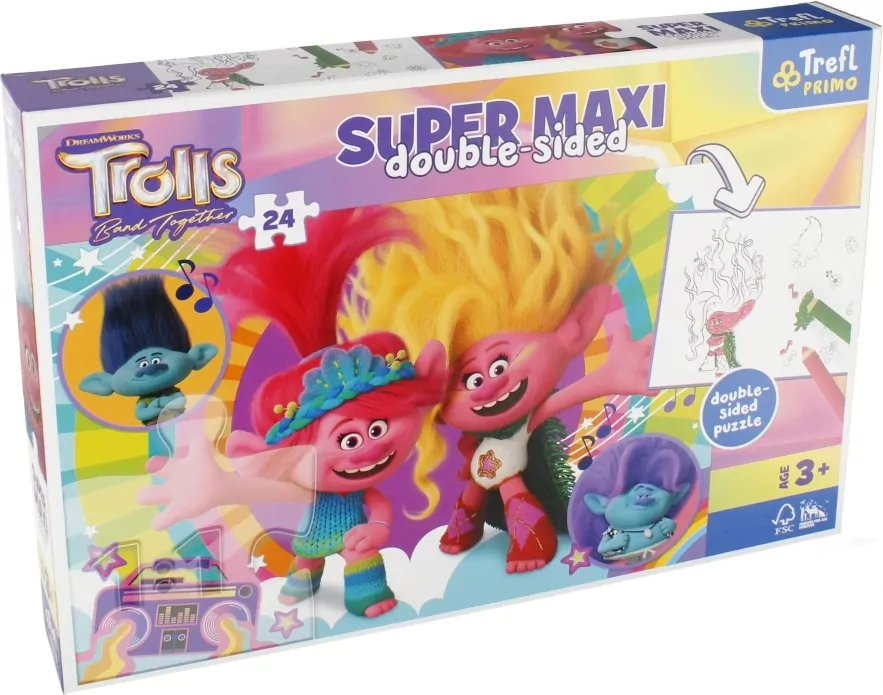 Puzzle 24. Super Maxi. Wesoły dzień Trolli. 41017 - tantis.pl