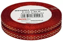Wstążka satynowa w kropki. Czerwona 6mmx22m