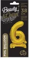 Balon foliowy B&C Cyfra stojaca "6" złota 38cm - tantis.pl
