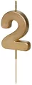 Świeczka urodzinowa 4,5cm. Cyfra 2. Złota - tantis.pl