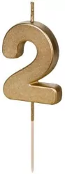 Świeczka urodzinowa 4,5cm. Cyfra 2. Złota