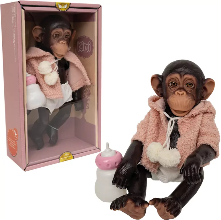 Lalka małpka szympans w płaszczyku 32cm - tantis.pl